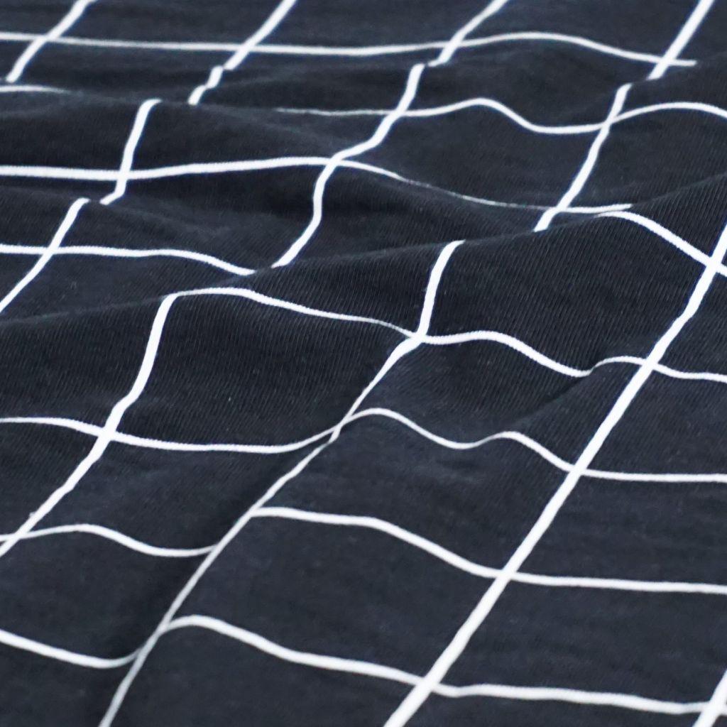 Preview: Baumwolljersey Quadrate Karolinien Squares schwarz weiß